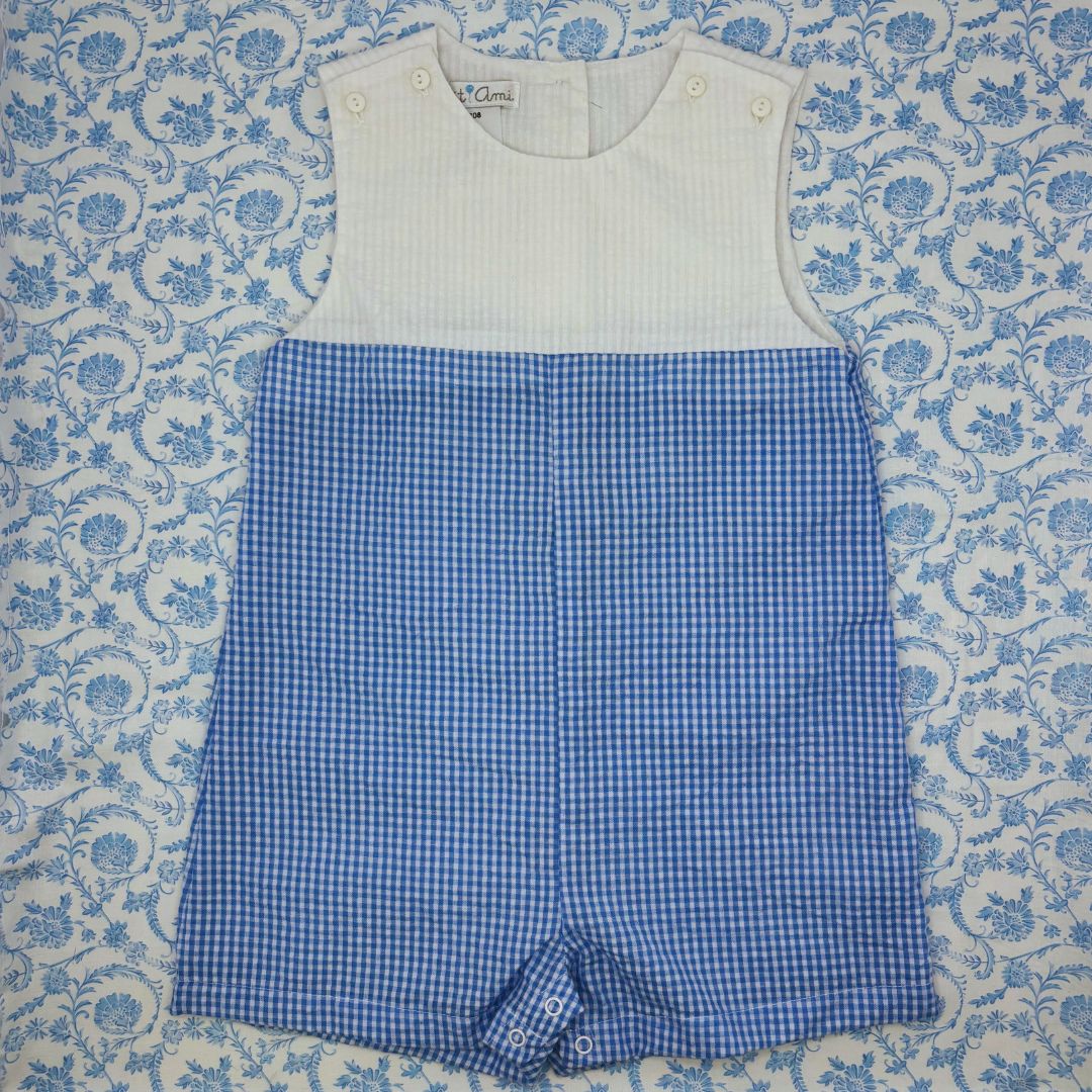 Petit Ami Seersucker Color Block Sunsuit