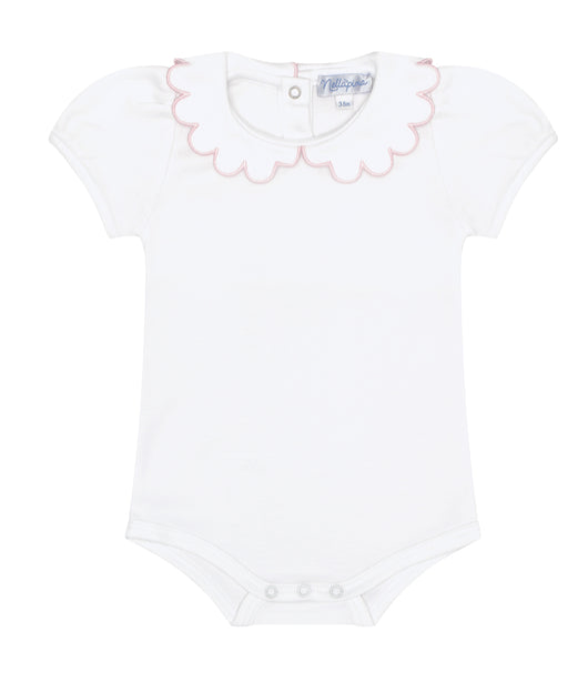 Nellapima Pink Scalloped Short Sleeve Onesie