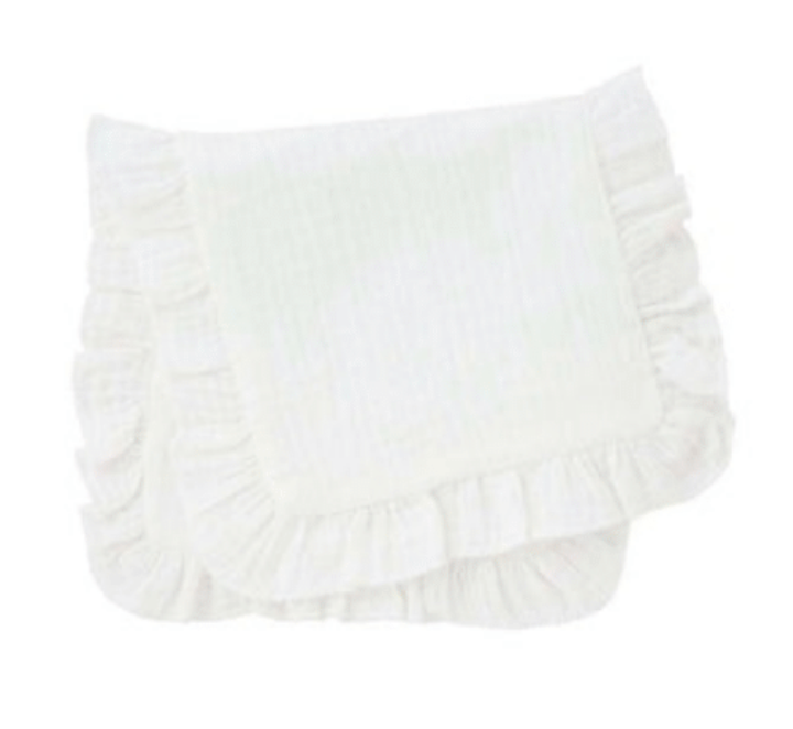 Zsa Zsa and Lolli White Muslin Ruffle Burp Cloth and Bib